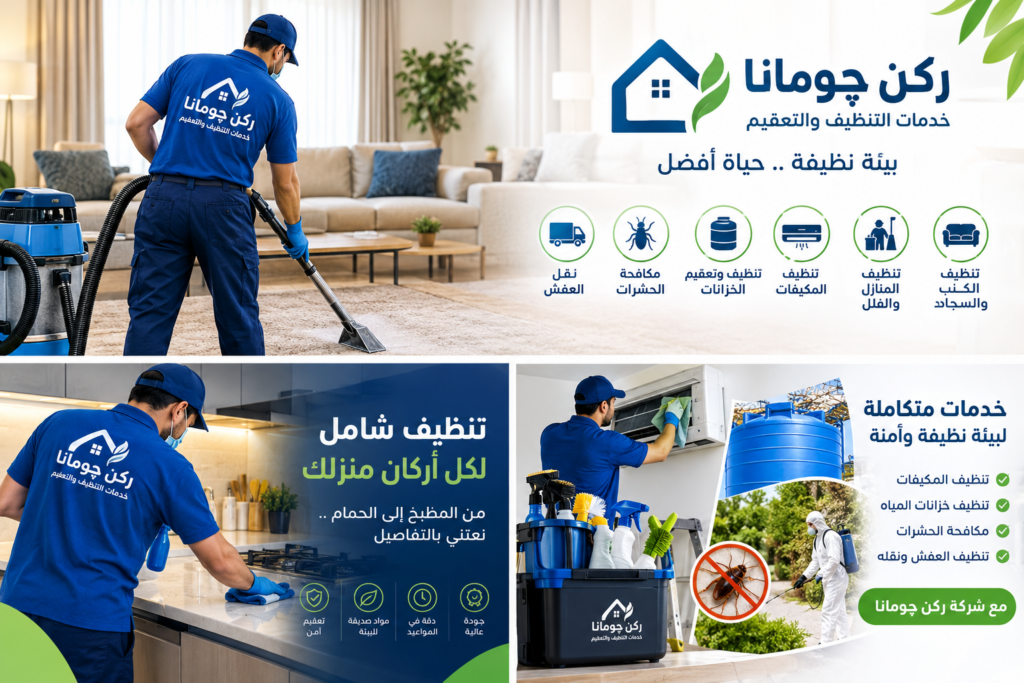 شركة ركن چومانا لخدمات التنظيف والتعقيم في السعودية تقدم خدمات تنظيف السجاد والكنب والمنازل والمكيفات وخزانات المياه ومكافحة الحشرات ونقل العفش