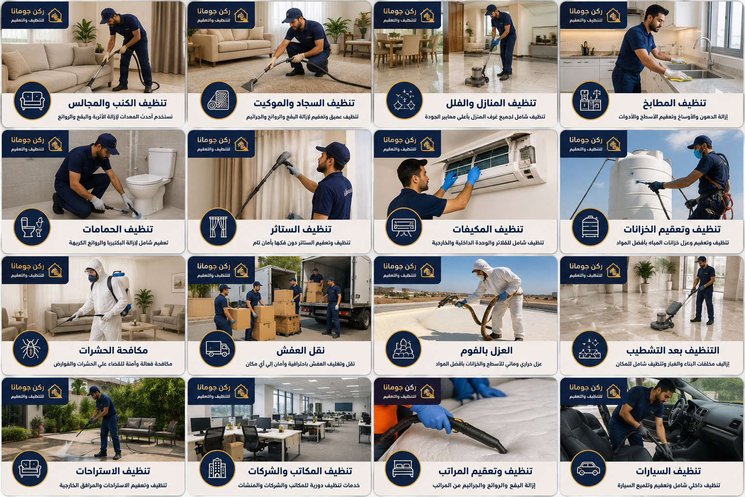 شركة ركن چومانا للتنظيف والتعقيم تقدم خدمات تنظيف المنازل والفلل والشركات والمكيفات والخزانات ومكافحة الحشرات في جميع أنحاء المملكة العربية السعودية.